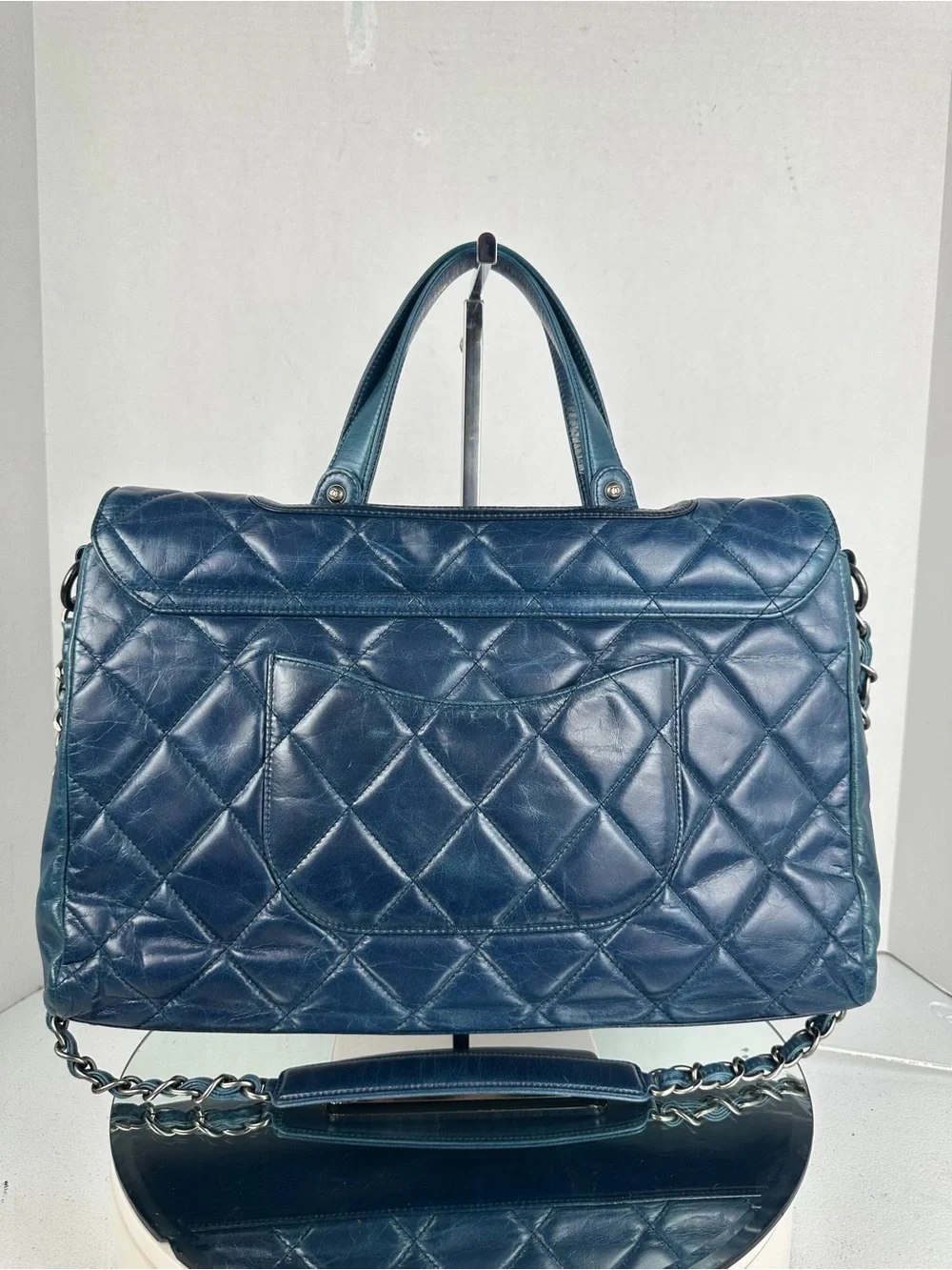 CHANEL Blue Quilted Leather Boy Tote / Shoulder Bag – Ruthenium Hardware